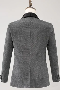 Grey Shawl Lapel Single Breasted Men's Prom Blazer
