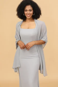 Grey Square Neck Mermaid Bridesmaid Dress