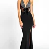 Halter Slit Long Mermaid Black Tie Dress