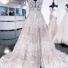 Ivory Lace A-Line Sweep Train Long Wedding Dress