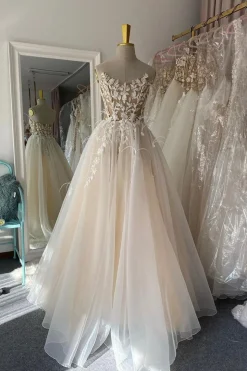 Ivory Long Prom Dress with Appliques