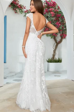 Ivory Mermaid Lace V-Neck Wedding Dress