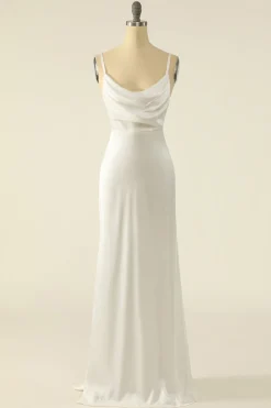 Ivory Satin Simple Bridal Dress