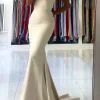 Ivory Spaghetti Straps Simple Mermaid Prom Dress