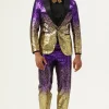 Men's 2 Piece Ombre Sequins Purple Slim Fit Notched Lapel Prom Suits