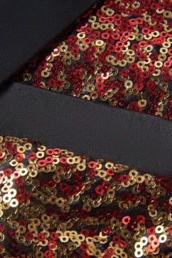 Men's 2 Piece Ombre Sequins Purple Slim Fit Notched Lapel Prom Suits