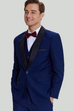 Men's Navy 3-piece One Button Slim Fit Prom Suits