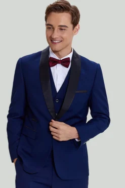 Men's Navy 3-piece One Button Slim Fit Prom Suits