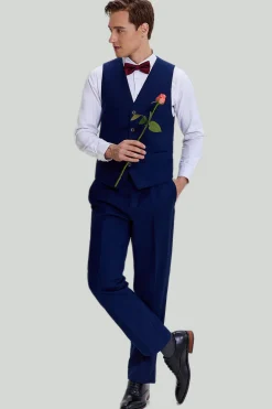 Men's Navy 3-piece One Button Slim Fit Prom Suits