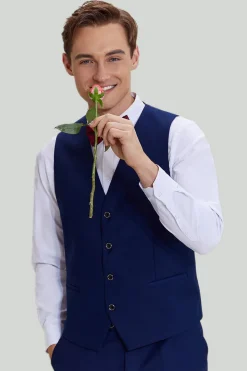 Men's Navy 3-piece One Button Slim Fit Prom Suits