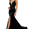 Mermaid Long Spaghetti Straps Black Tie Dress With Slit