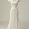 Mermaid Off the Shoulder White Wedding Dress with Appliques