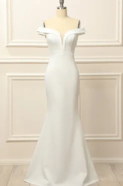 Mermaid Off the Shoulder White Wedding Dress