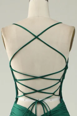 Mermaid Spaghetti Straps Royal Blue Plus Size Prom Dress with Criss Cross Back