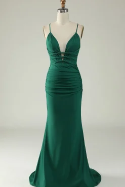 Mermaid Spaghetti Straps Royal Blue Plus Size Prom Dress with Criss Cross Back