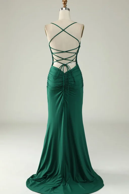 Mermaid Spaghetti Straps Royal Blue Plus Size Prom Dress with Criss Cross Back