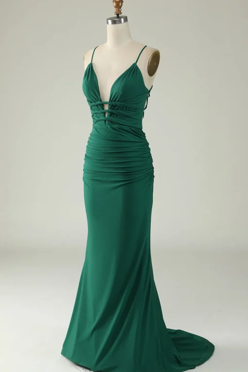Mermaid Spaghetti Straps Royal Blue Plus Size Prom Dress with Criss Cross Back