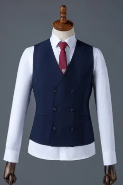 Navy Notched Lapel 3-Piece Men's Suit