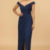 Navy Off The Shoulder Sheath Bridesmaid Dress