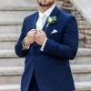Notched Lapel 3 Pieces Navy One Button Men's Suits For Wedding