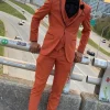 Notched Lapel Brown One Button 3 Piece Prom Suits with Pocket