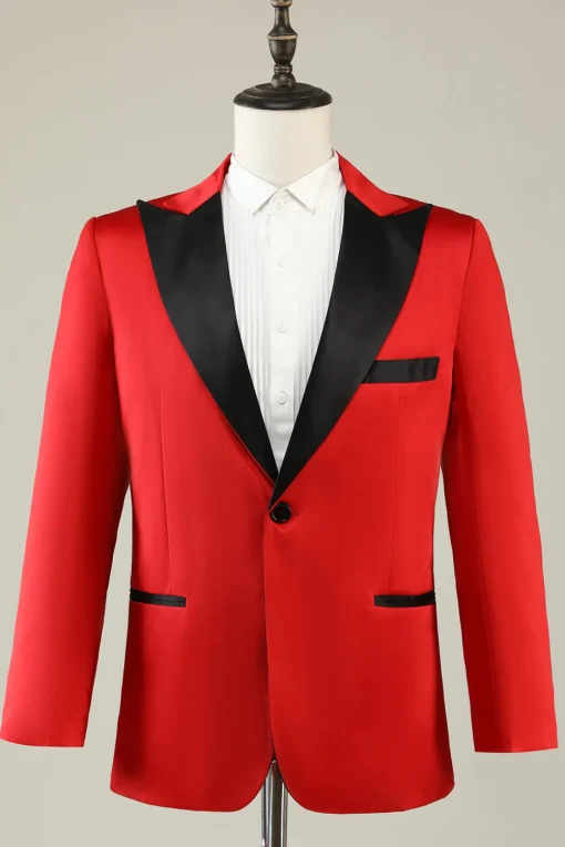 Notched Lapel Red Prom Blazer for Men