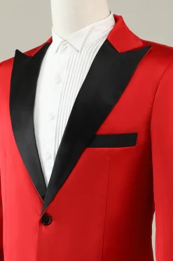 Notched Lapel Red Prom Blazer for Men