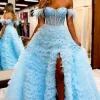 Off the Shoulder Princess Prom Dress with Feathers