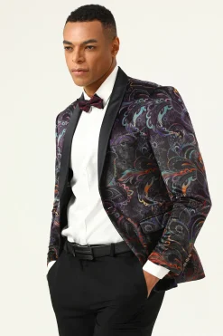 One Button Black Jacquard Shawl Lapel Men's Prom Blazer
