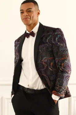 One Button Black Jacquard Shawl Lapel Men's Prom Blazer