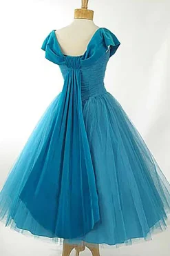 Peacock Blue Square Neck A Line Short Prom Dress