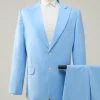Peak Lapel Single Breasted Sky Blue Men's Prom Suits