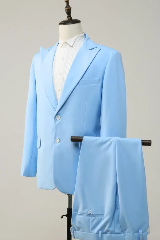 Peak Lapel Single Breasted Sky Blue Men's Prom Suits