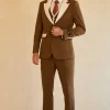Peak Lapel Single Button Brown Men's Wedding Suits