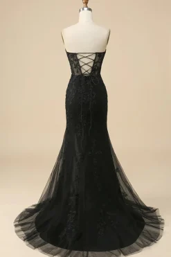 Pink Corset Sweetheart Long Lace Mermaid Prom Dress with Slit