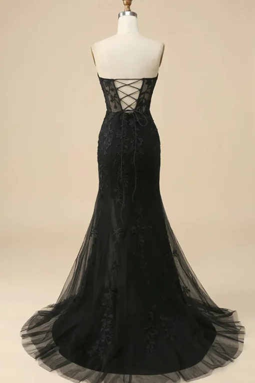 Pink Corset Sweetheart Long Lace Mermaid Prom Dress with Slit