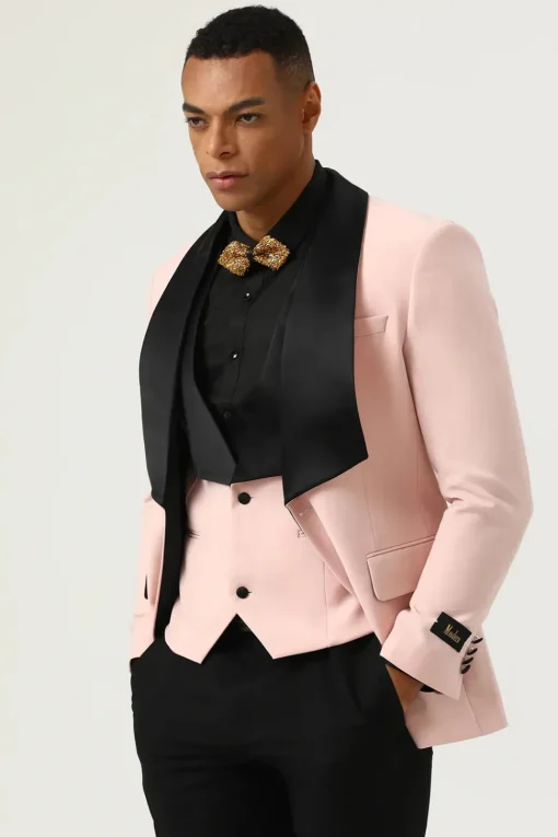 Pink Shawl Lapel 3 Piece Men's Prom Suits