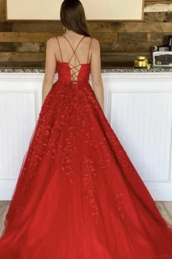 Princess Champagne Spaghetti Straps Prom Dress