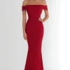 Red Lace Off the Shoulder Prom Dress
