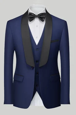 Royal Blue 3 Piece Shawl Lapel Men's Prom Suits