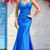 Royal Blue Mermaid Spaghetti Straps Prom Dress with Ruffles