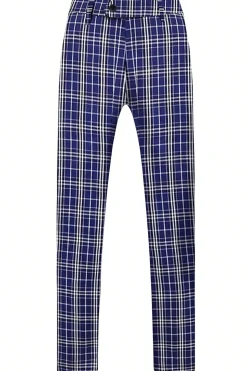 Royal Blue Plaid Peak Lapel Double Breasted 2 Piece Men's Suit