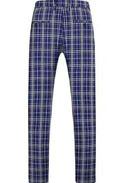 Royal Blue Plaid Peak Lapel Double Breasted 2 Piece Men's Suit