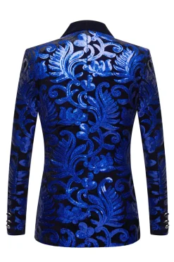 Royal Blue Sequins Men's 2 Pieces Suits