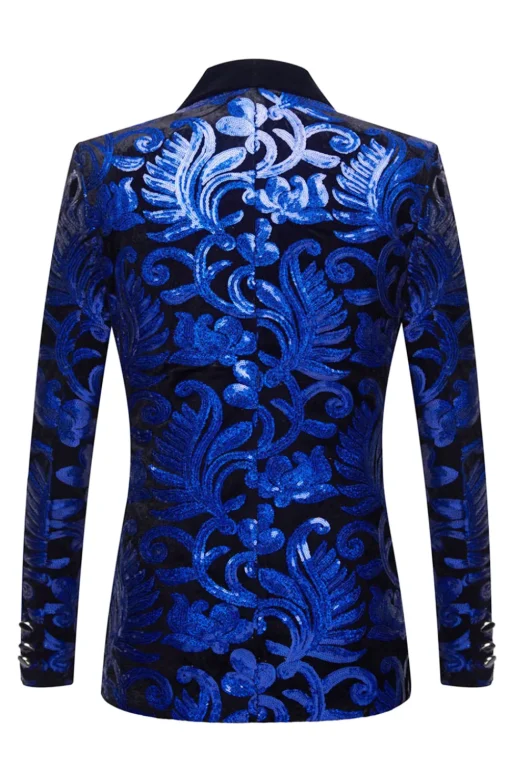 Royal Blue Sequins Men's 2 Pieces Suits