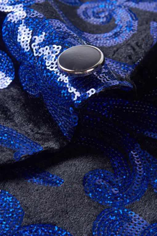Royal Blue Sequins Men's 2 Pieces Suits