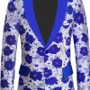 Royal Blue Shawl Lapel Jacquard Men's Prom Blazer