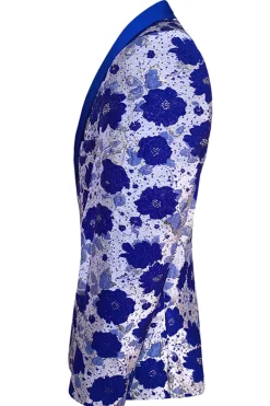 Royal Blue Shawl Lapel Jacquard Men's Prom Blazer