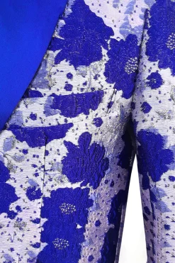 Royal Blue Shawl Lapel Jacquard Men's Prom Blazer