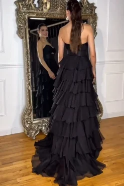 Royal Blue Sweetheart A-Line Tiered Long Prom Dress with Slit